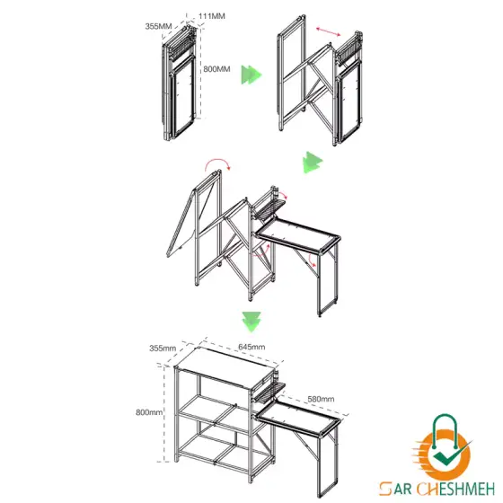 میز تاشو آشپزی و کابینت کمپینگ بی آر اس مدل BRS-Z12
