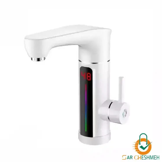 شیر برقی سفید دارای گرم کن فوری با صفحه نمایش LED