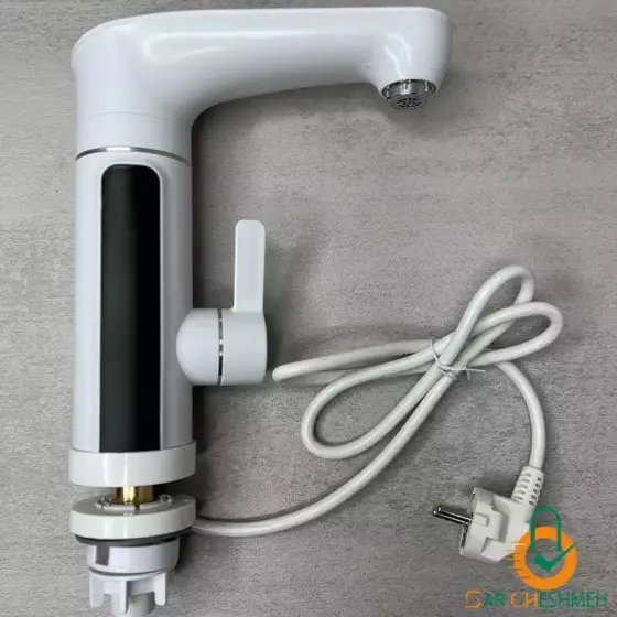 شیر برقی سفید دارای گرم کن فوری با صفحه نمایش LED