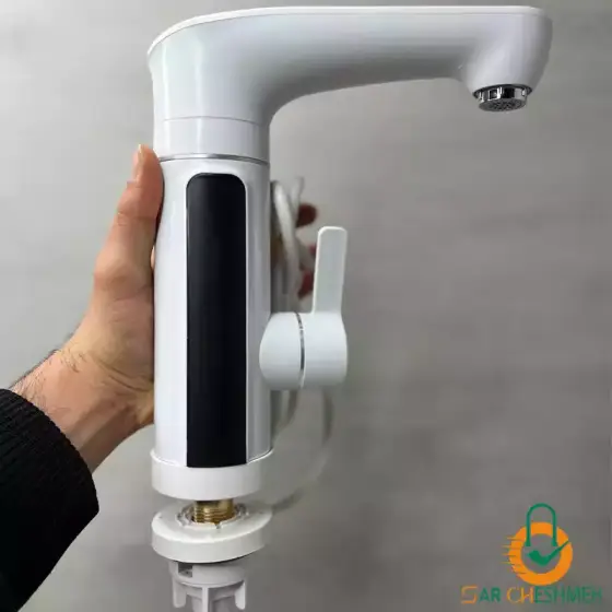 شیر برقی سفید دارای گرم کن فوری با صفحه نمایش LED